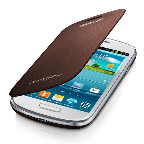 Galaxy S3 Mini i8190 i8200 ile Uyumlu Flip Cover Kılıf Kahverengi EFC-1M7FAEGSTD