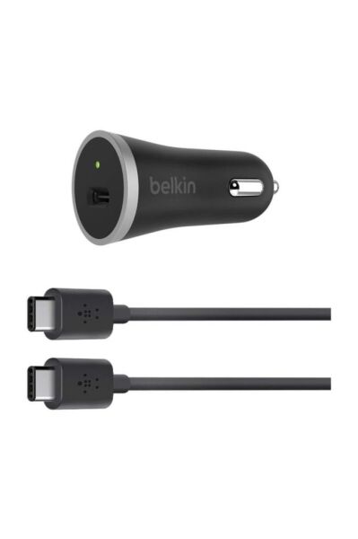 Belkin Type-C USB Araç Şarj Cihazı + USB-C Kablo Siyah