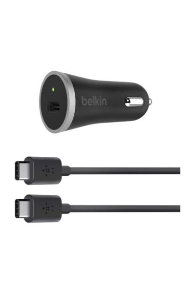 Belkin Type-C USB Araç Şarj Cihazı + USB-C Kablo Siyah