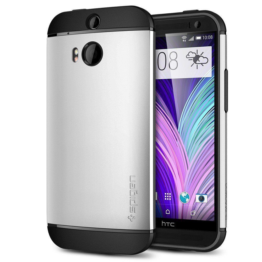 Spigen One M8 ile Uyumlu Kılıf Slim Armor Satin Silver