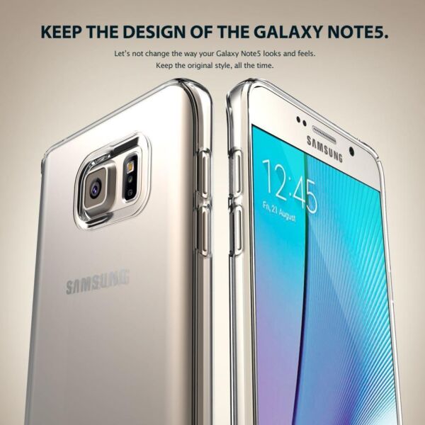 Ringke Slim Galaxy Note 5 ile Uyumlu Kılıf Crystal Clear 4 Tarafı Saran İnce Şık Tasarım