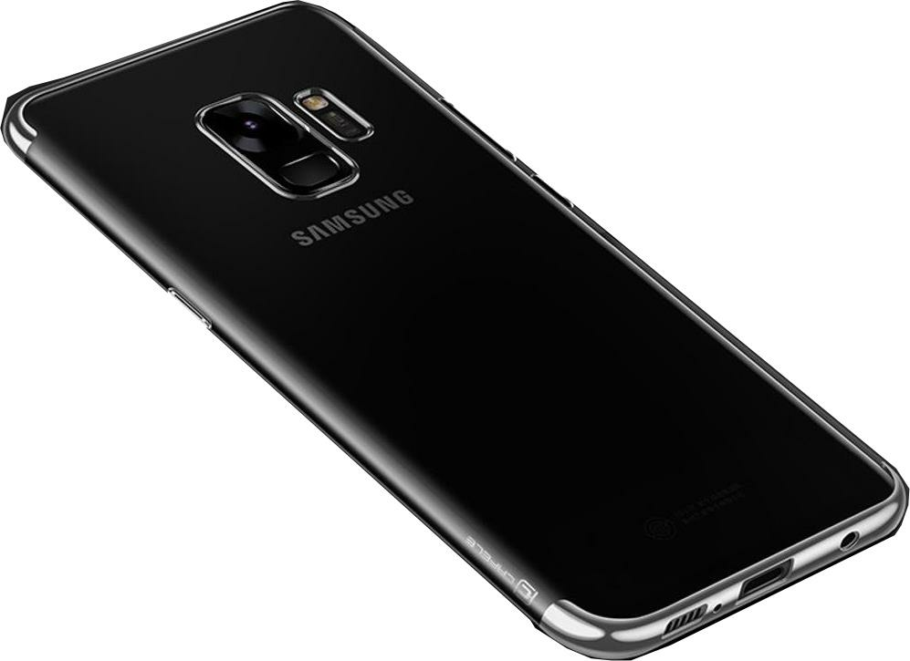 Galaxy S9 ile Uyumlu Dört Köşeli Lazer Silikon Kılıf Gümüş