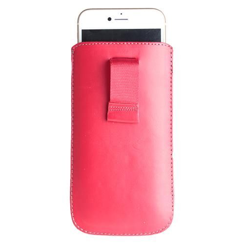 iPhone 6/6S ile Uyumlu Kılıf Çekmeli Gerçek Deri Kırmızı