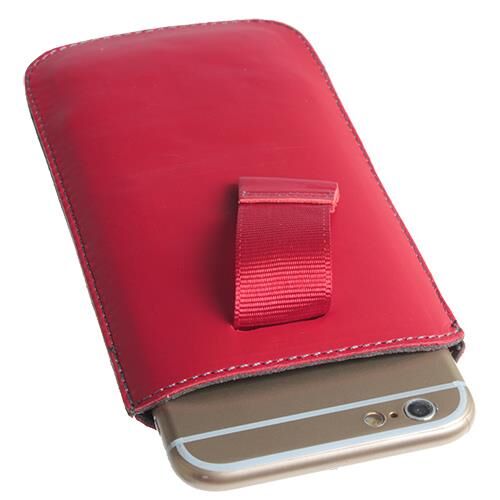 iPhone 6/6S ile Uyumlu Kılıf Çekmeli Gerçek Deri Kırmızı