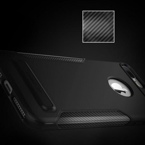 VRS iPhone 7 Plus ile Uyumlu New Carbon Fit Kılıf Black