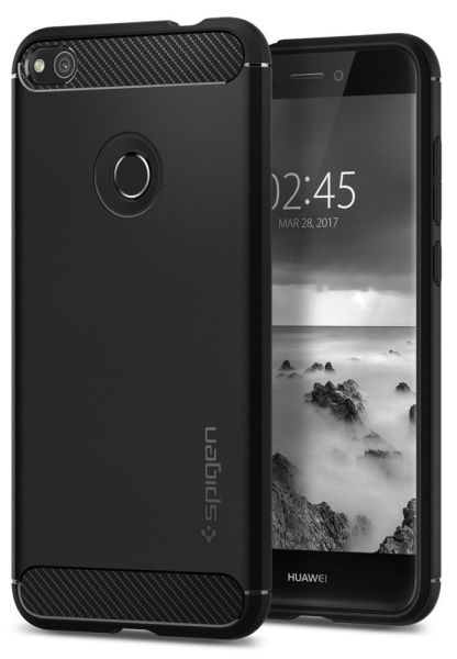 Spigen P9 Lite 2017, P8 Lite 2017, GR3 2017, Nova Lite, Honor 8 Lite ile Uyumlu Kılıf Rugged Armor Black