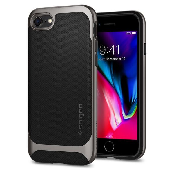 Spigen iPhone 7/8 ile Uyumlu Kılıf Neo Hybrid Herringbone Serisi Gun Metal