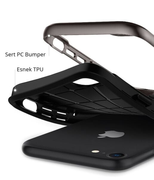 Spigen iPhone 7/8 ile Uyumlu Kılıf Neo Hybrid Herringbone Serisi Gun Metal
