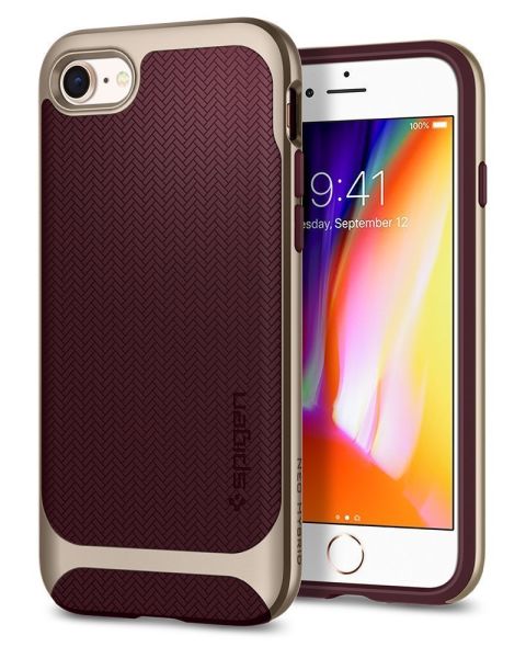 Spigen iPhone 7/8 ile Uyumlu Kılıf Neo Hybrid Herringbone Serisi Burgundy