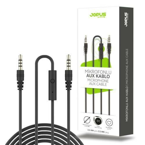 Jopus 3.5mm JA-09 Mikrofonlu AUX Kablosu Siyah