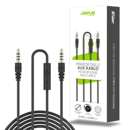Jopus 3.5mm JA-09 Mikrofonlu AUX Kablosu Siyah