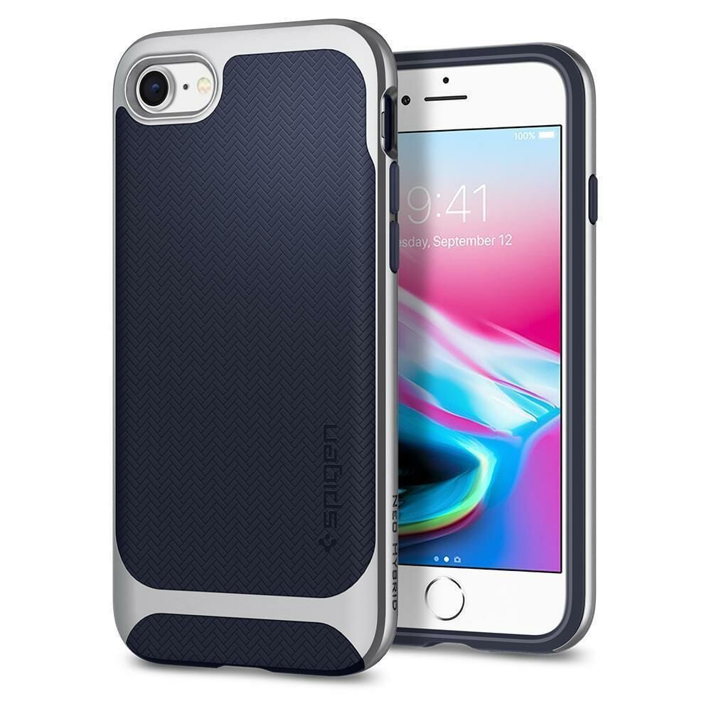 Spigen iPhone 7/8 ile Uyumlu Kılıf Neo Hybrid Herringbone Serisi Satin Silver