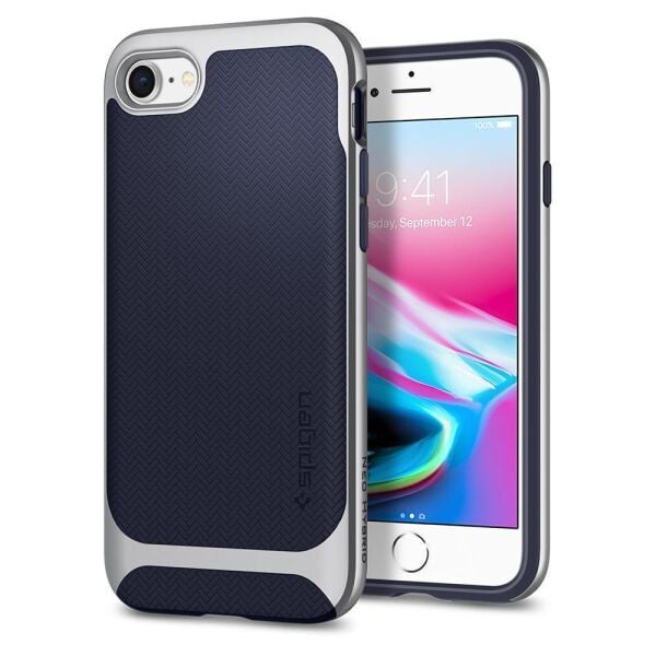 Spigen iPhone 7/8 ile Uyumlu Kılıf Neo Hybrid Herringbone Serisi Satin Silver