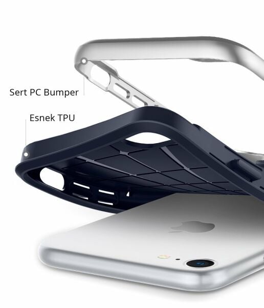 Spigen iPhone 7/8 ile Uyumlu Kılıf Neo Hybrid Herringbone Serisi Satin Silver