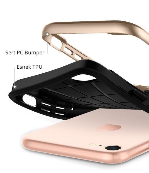 Spigen iPhone SE (2020) Uyumlu ile Uyumlu Kılıf Neo Hybrid Herringbone Serisi Champagne Gold