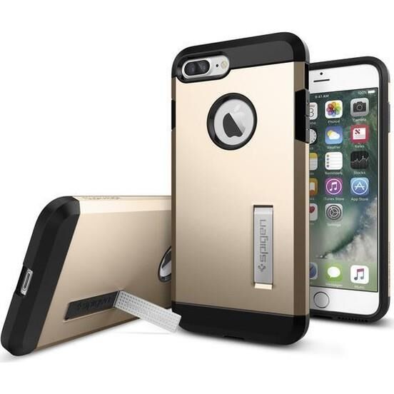 Spigen iPhone 7 Plus / 8 Plus ile Uyumlu Kılıf Tough Armor Champagne Gold