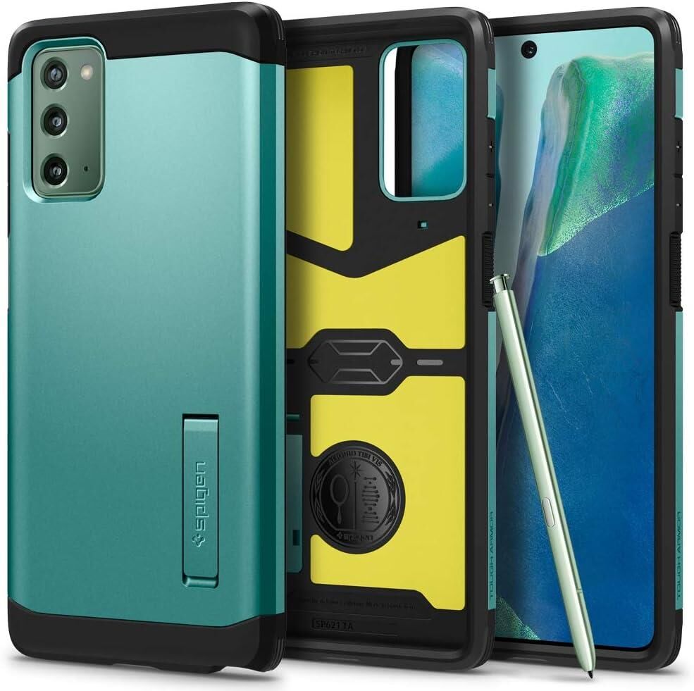 Spigen Galaxy Note 20 ile Uyumlu Kılıf Tough Armor Green