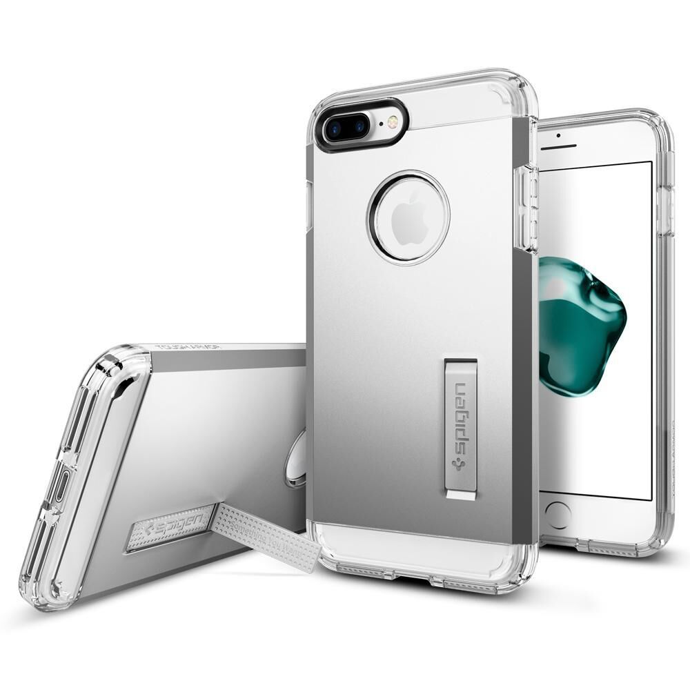 Spigen iPhone 7 Plus / 8 Plus ile Uyumlu Kılıf Tough Armor Satin Silver