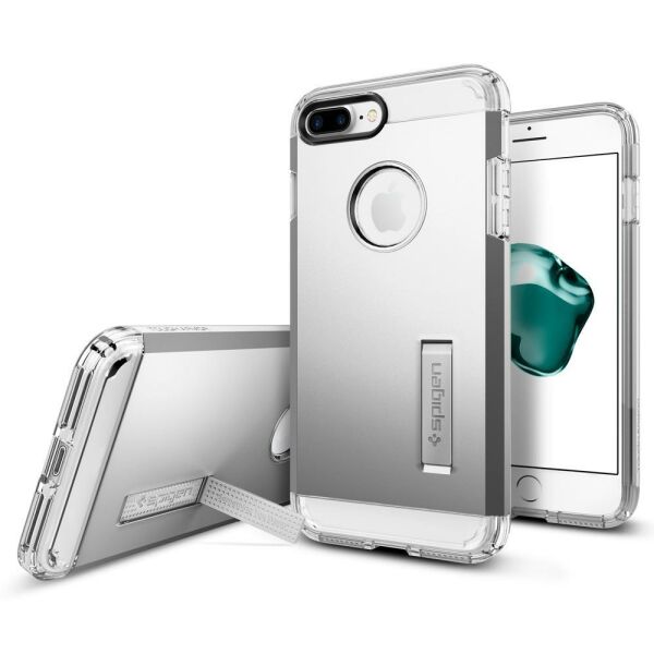 Spigen iPhone 7 Plus / 8 Plus ile Uyumlu Kılıf Tough Armor Satin Silver