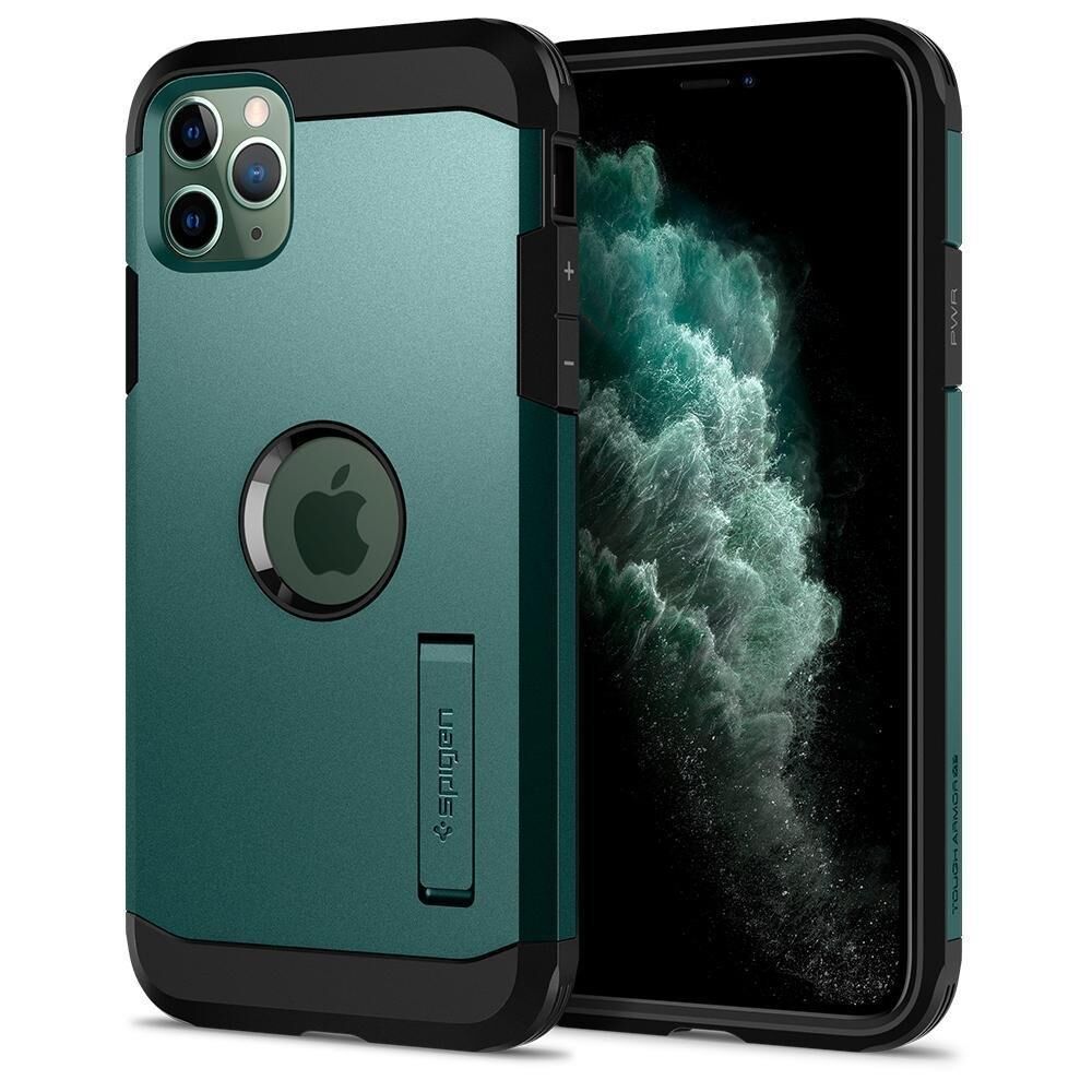 Spigen iPhone 11 Pro ile Uyumlu Kılıf Tough Armor XP Midnight Green