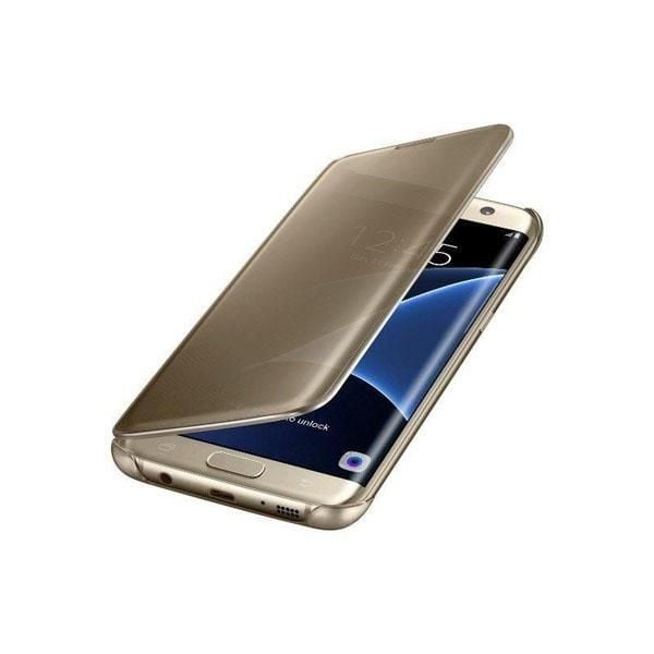 Galaxy S7 Edge ile Uyumlu Clear View Cover Fonksiyonel Kılıf (Gold) EF-ZG935CFEGWW