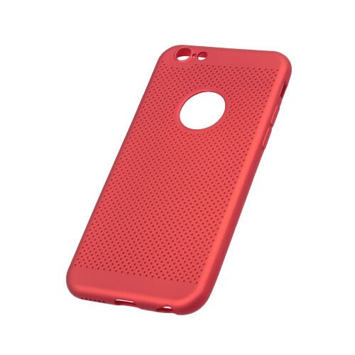 iPhone 6Plus/6SPlus ile Uyumlu Rubber Delikli Silikon Kılıf Kırmızı