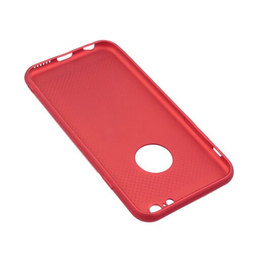 iPhone 6Plus/6SPlus ile Uyumlu Rubber Delikli Silikon Kılıf Kırmızı