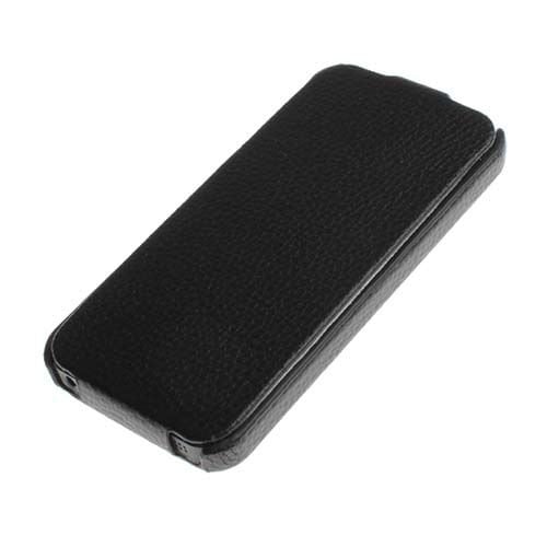 iPhone SE/5S/5 ile Uyumlu Deri Kılıf Dik Mıknatıssız Model Siyah Renk