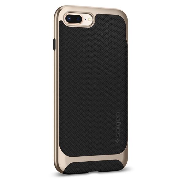 Spigen iPhone 7 Plus / 8 Plus ile Uyumlu Kılıf Neo Hybrid Herringbone Serisi Champagne Gold