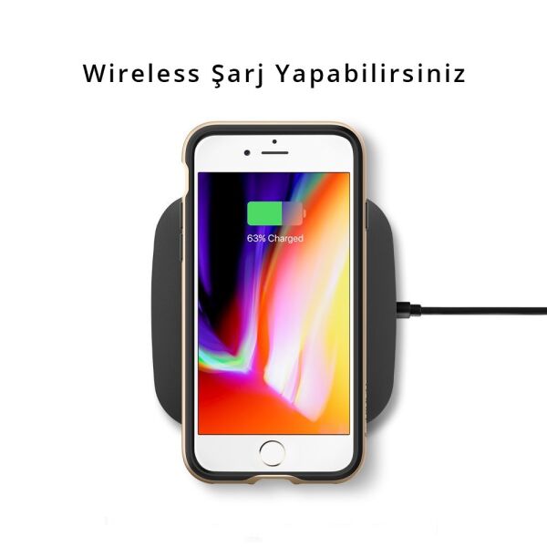 Spigen iPhone 7 Plus / 8 Plus ile Uyumlu Kılıf Neo Hybrid Herringbone Serisi Champagne Gold