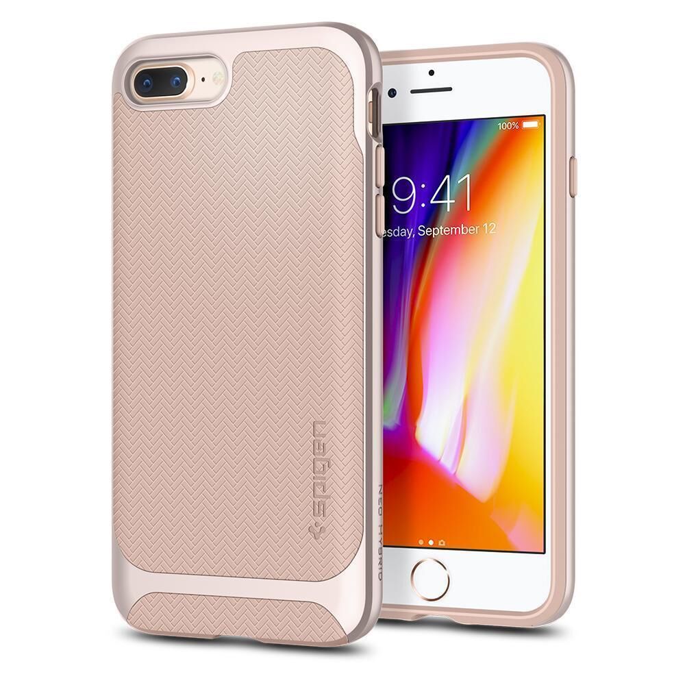 Spigen iPhone 7 Plus / 8 Plus ile Uyumlu Kılıf Neo Hybrid Herringbone Serisi Pale Dogwood