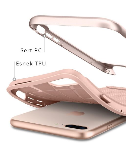 Spigen iPhone 7 Plus / 8 Plus ile Uyumlu Kılıf Neo Hybrid Herringbone Serisi Pale Dogwood