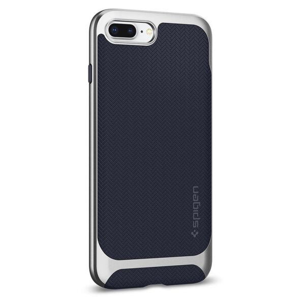 Spigen iPhone 7 Plus / 8 Plus ile Uyumlu Kılıf Neo Hybrid Herringbone Serisi Satin Silver