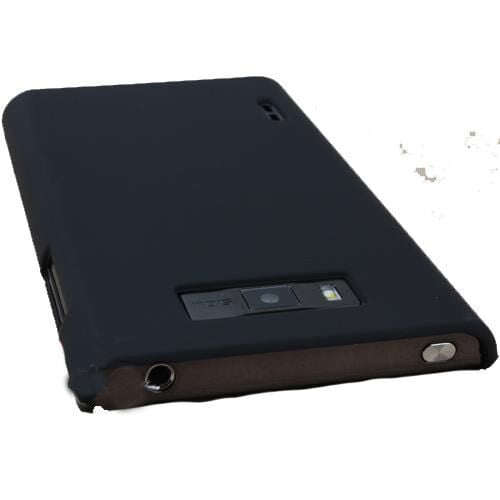 Optimus L7 ile Uyumlu Sert Kauçuk Kılıf Siyah