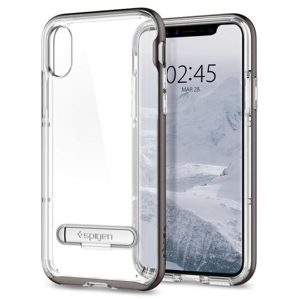 Spigen iPhone X ile Uyumlu Kılıf Crystal Hybrid Gunmetal
