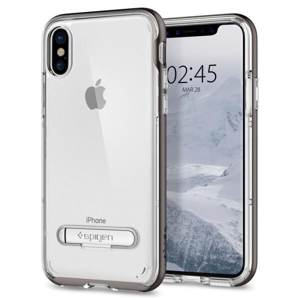 Spigen iPhone X ile Uyumlu Kılıf Crystal Hybrid Gunmetal