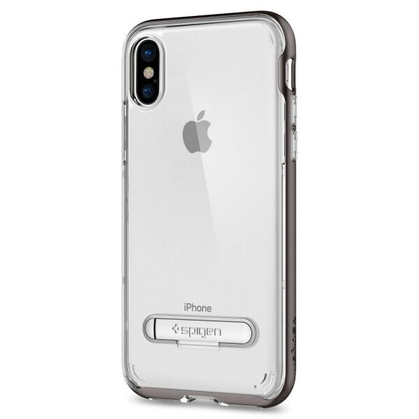 Spigen iPhone X ile Uyumlu Kılıf Crystal Hybrid Gunmetal