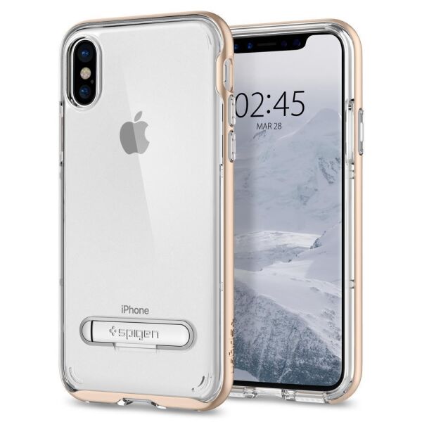 Spigen iPhone X ile Uyumlu Kılıf Crystal Hybrid Champagne Gold