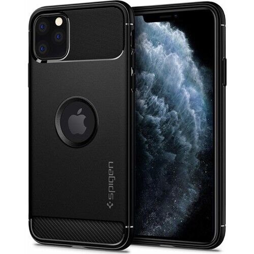 Spigen iPhone 11 Pro Max ile Uyumlu Kılıf Rugged Armor Black