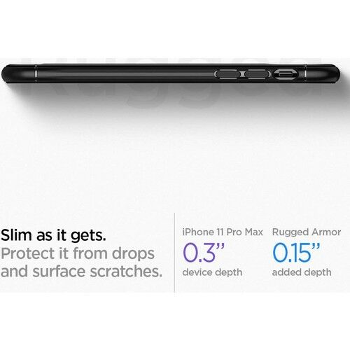 Spigen iPhone 11 Pro Max ile Uyumlu Kılıf Rugged Armor Black