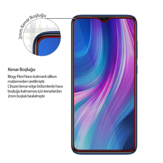 Blogy Flexi Nano RedMi Note 8 Pro ile Uyumlu Ekran Koruyucu