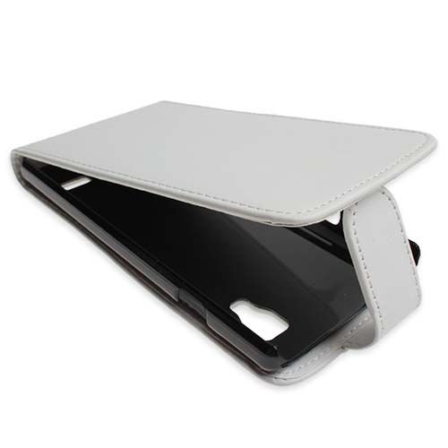 Optimus L9 ile Uyumlu Kapaklı Deri Kılıf Beyaz