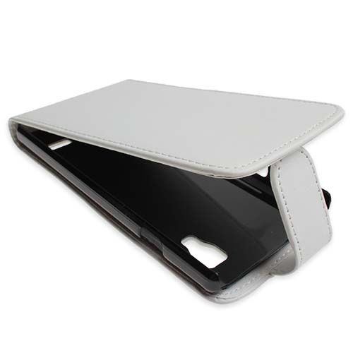 Optimus L9 ile Uyumlu Kapaklı Deri Kılıf Beyaz