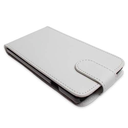 Optimus L9 ile Uyumlu Kapaklı Deri Kılıf Beyaz