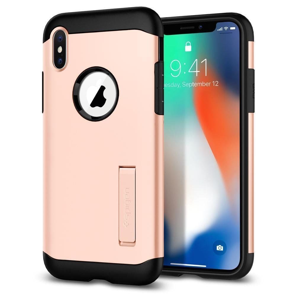 Spigen iPhone X ile Uyumlu Kılıf Slim Armor Blush Gold