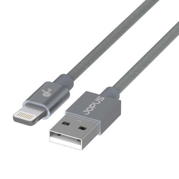 Jopus iPhone 7\7 Plus ile Uyumlu JO-DK3 1.2mt Stylish Cloth Data Kablosu Füme