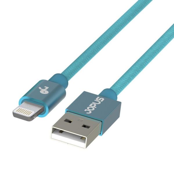 Jopus iPhone 7\7 Plus ile Uyumlu JO-DK3 1.2mt Stylish Cloth Data Kablosu Mavi