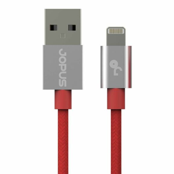 Jopus iPhone 7\7 Plus ile Uyumlu JO-DK3 1.2mt Stylish Cloth Data Kablosu Kırmızı