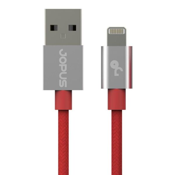 Jopus iPhone 7\7 Plus ile Uyumlu JO-DK3 1.2mt Stylish Cloth Data Kablosu Kırmızı