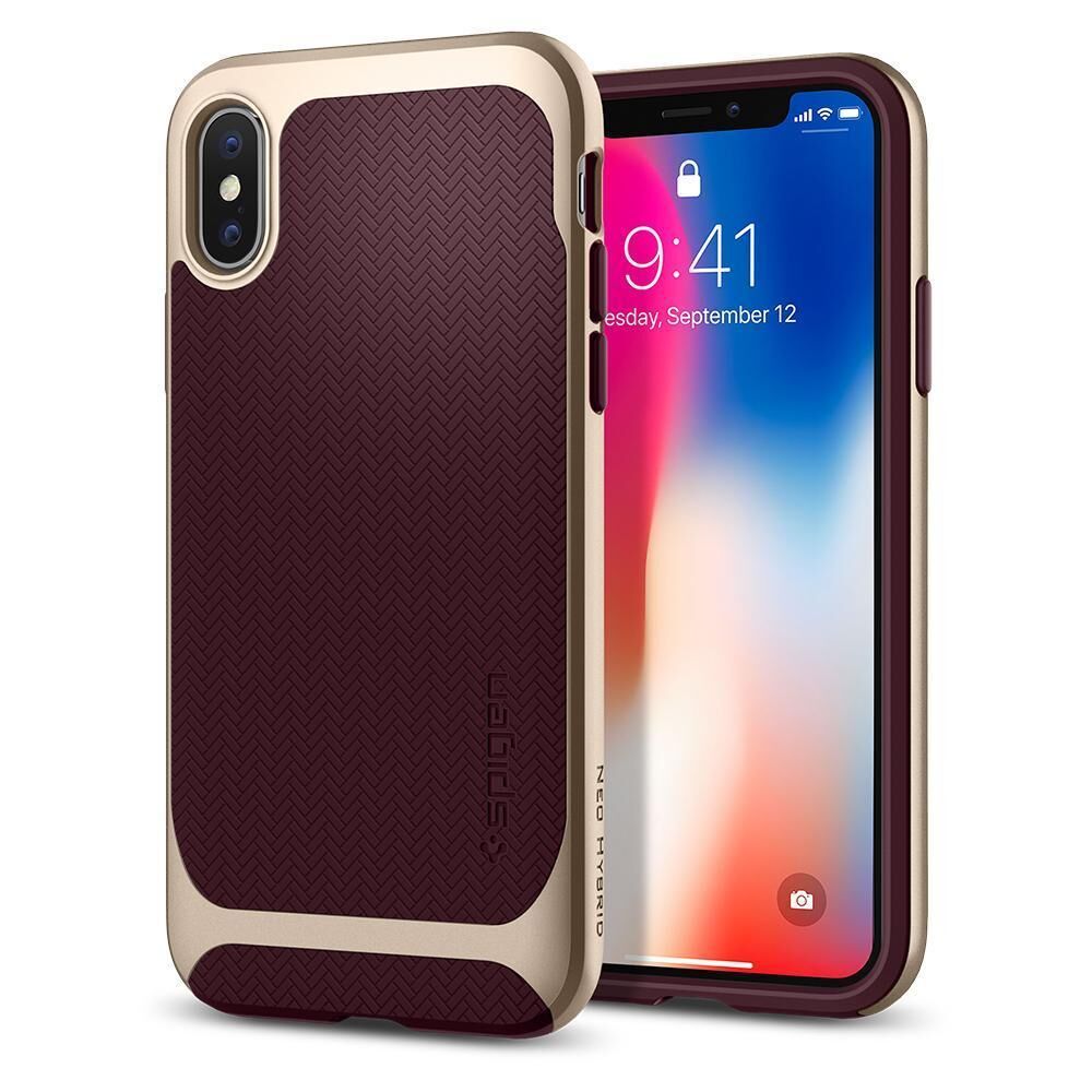 Spigen iPhone X ile Uyumlu Kılıf Neo Hybrid Burgundy